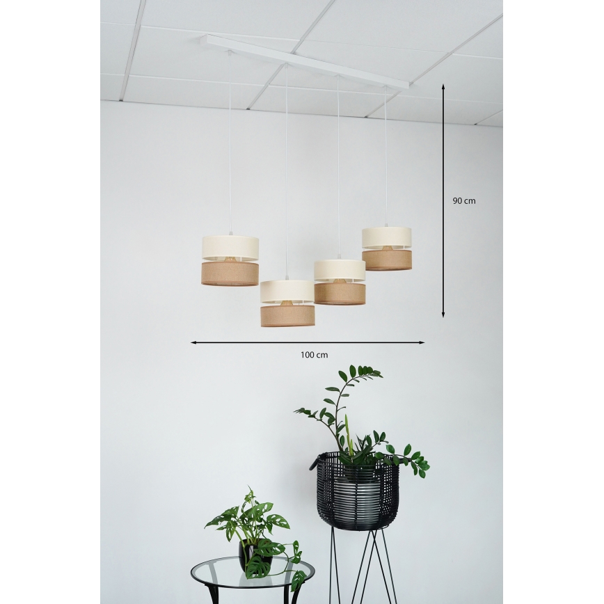 Brilagi - Chandelier on a string ROYAL YUTE 4xE27/15W/230V beige/creamy/white
