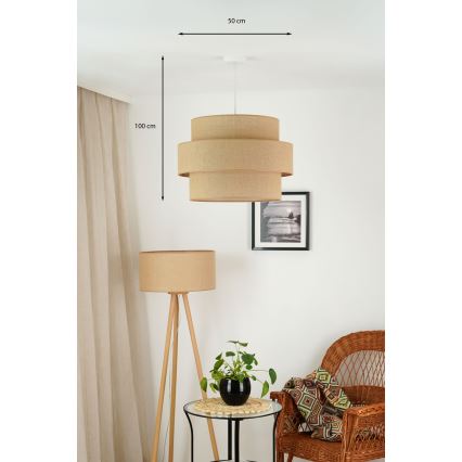 Brilagi - Chandelier on a string SPACE YUTE 1xE27/15W/230V d. 50 cm beige/white