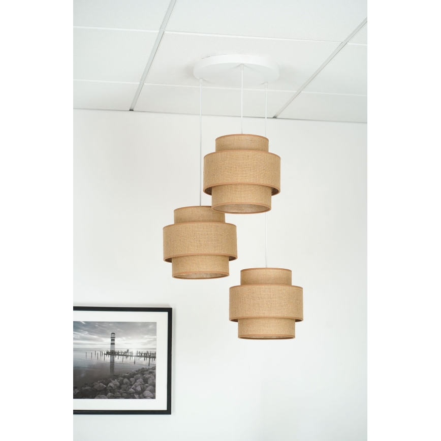 Brilagi - Chandelier on a string SPACE YUTE 3xE27/15W/230V beige/white