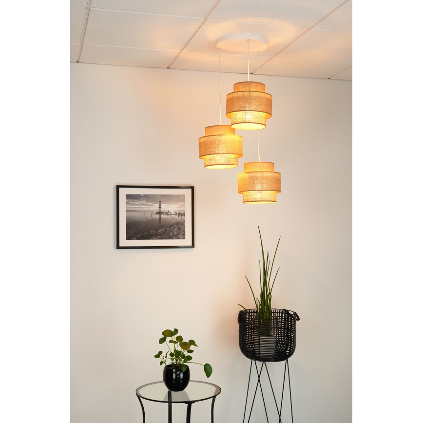 Brilagi - Chandelier on a string SPACE YUTE 3xE27/15W/230V beige/white