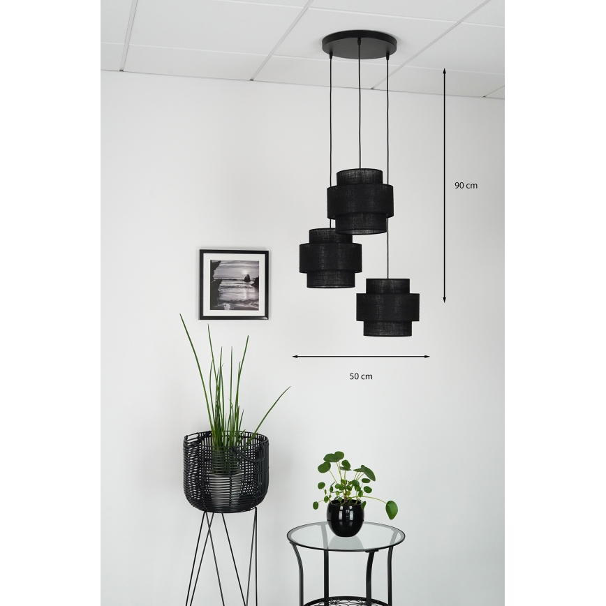 Brilagi - Chandelier on a string SPACE YUTE 3xE27/15W/230V black
