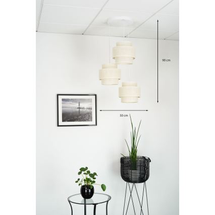 Brilagi - Chandelier on a string SPACE YUTE 3xE27/15W/230V creamy/white