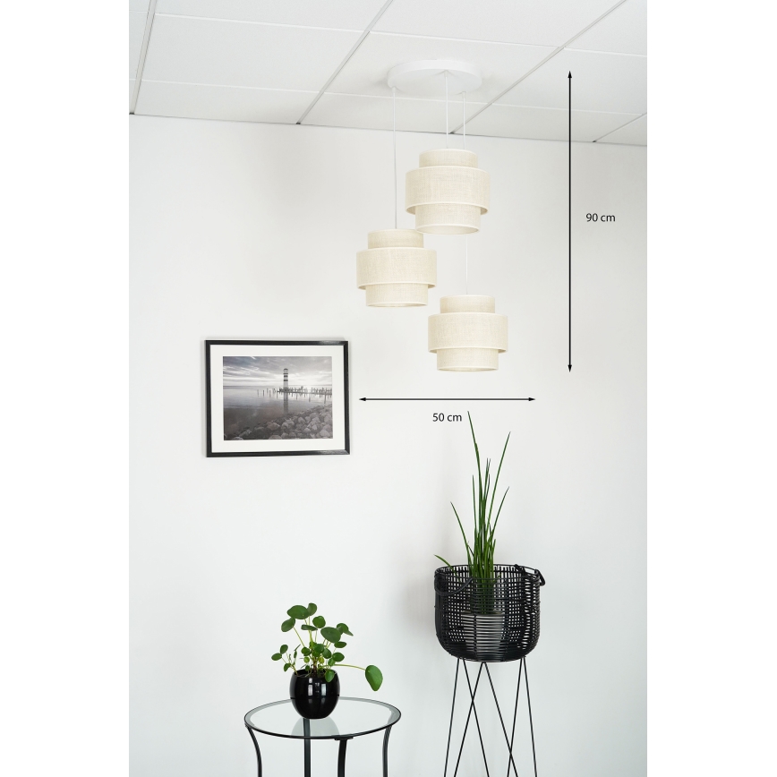 Brilagi - Chandelier on a string SPACE YUTE 3xE27/15W/230V creamy/white