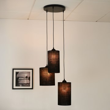 Brilagi - Chandelier on a string TUBES 3xE27/15W/230V black