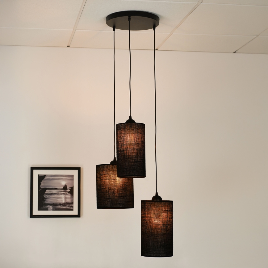 Brilagi - Chandelier on a string TUBES 3xE27/15W/230V black