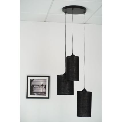 Brilagi - Chandelier on a string TUBES 3xE27/15W/230V black