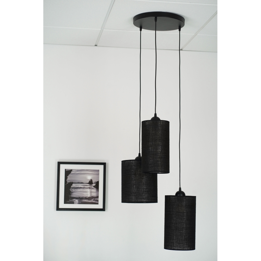 Brilagi - Chandelier on a string TUBES 3xE27/15W/230V black