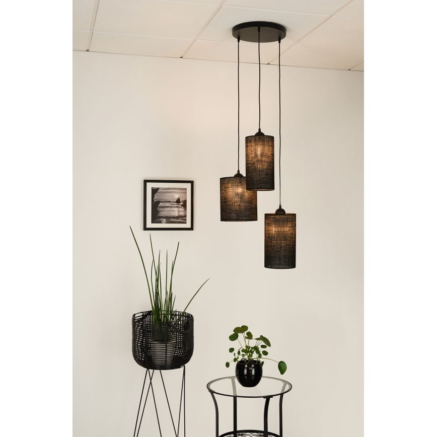 Brilagi - Chandelier on a string TUBES 3xE27/15W/230V black
