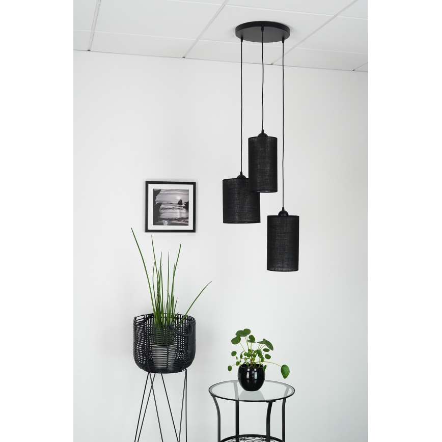 Brilagi - Chandelier on a string TUBES 3xE27/15W/230V black