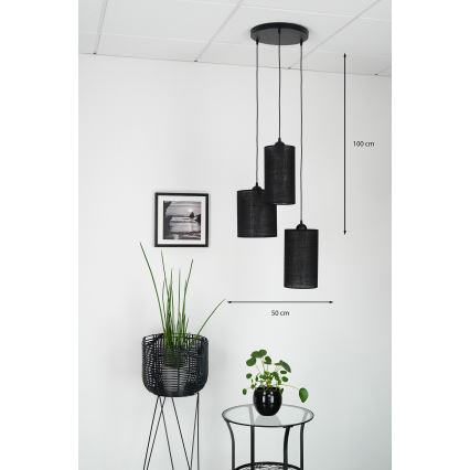 Brilagi - Chandelier on a string TUBES 3xE27/15W/230V black
