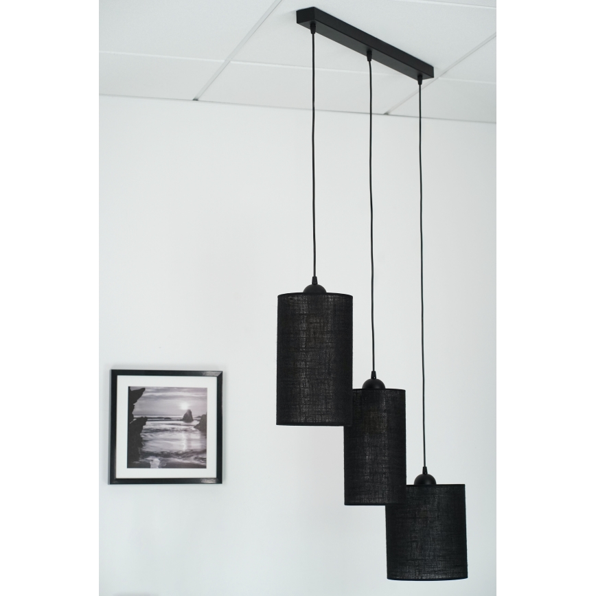 Brilagi - Chandelier on a string TUBES 3xE27/15W/230V black