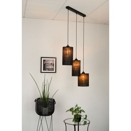 Brilagi - Chandelier on a string TUBES 3xE27/15W/230V black