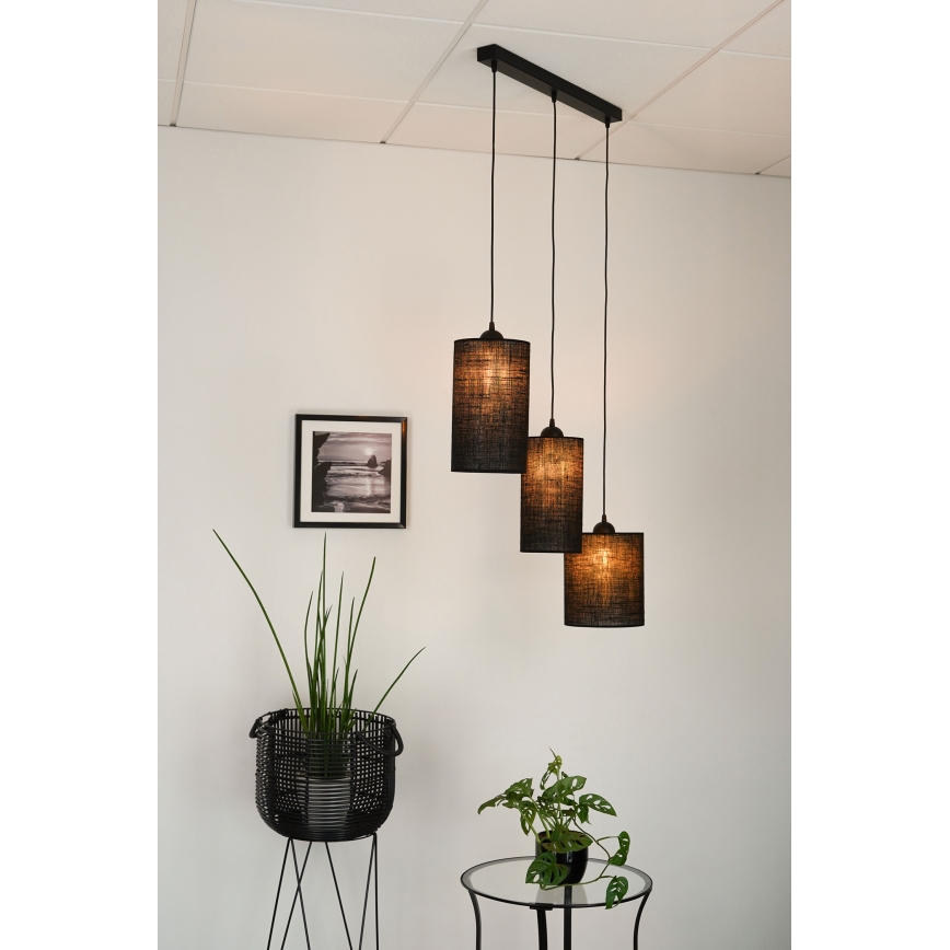 Brilagi - Chandelier on a string TUBES 3xE27/15W/230V black