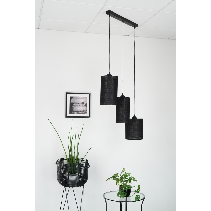 Brilagi - Chandelier on a string TUBES 3xE27/15W/230V black