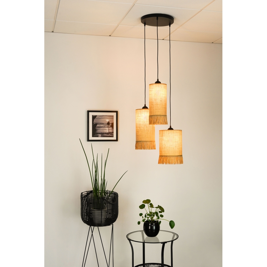 Brilagi - Chandelier on a string WINNETOU TUBES 3xE27/15W/230V brown/black