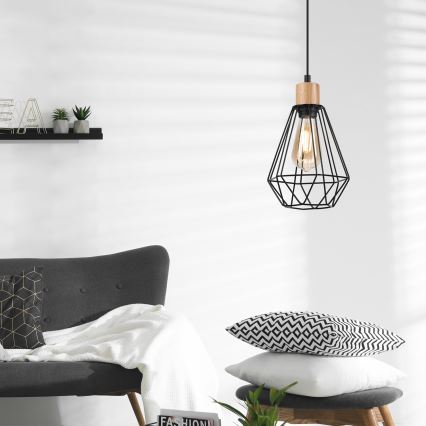 Brilagi - Chandelier on a string WOODY BASKET 1xE27/60W/230V oak