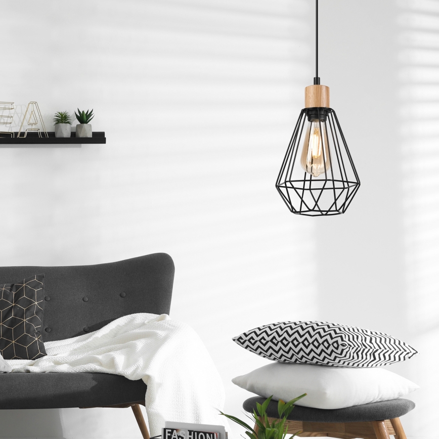 Brilagi - Chandelier on a string WOODY BASKET 1xE27/60W/230V oak