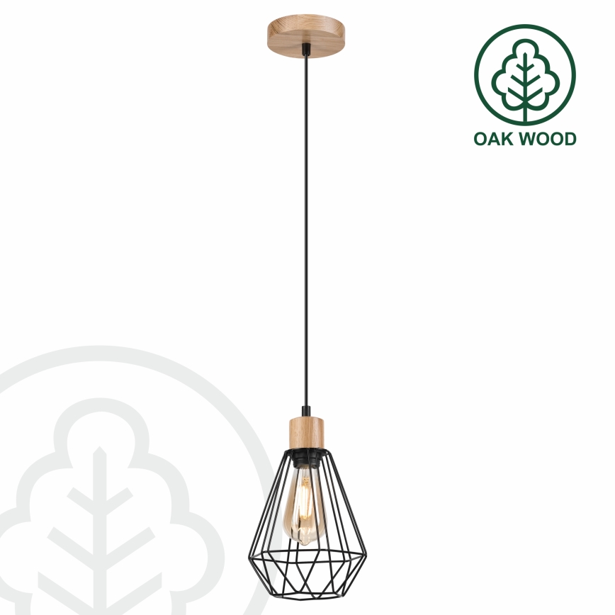 Brilagi - Chandelier on a string WOODY BASKET 1xE27/60W/230V oak