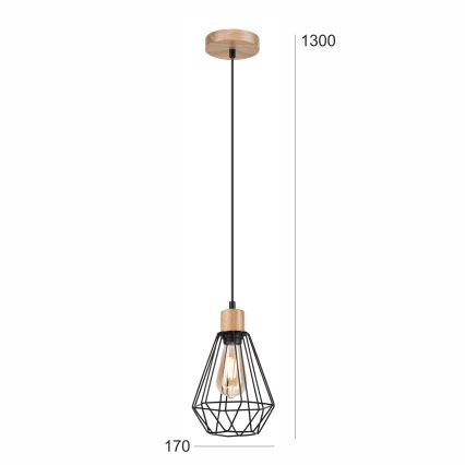 Brilagi - Chandelier on a string WOODY BASKET 1xE27/60W/230V oak