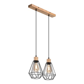 Brilagi - Chandelier on a string WOODY BASKET 2xE27/60W/230V oak