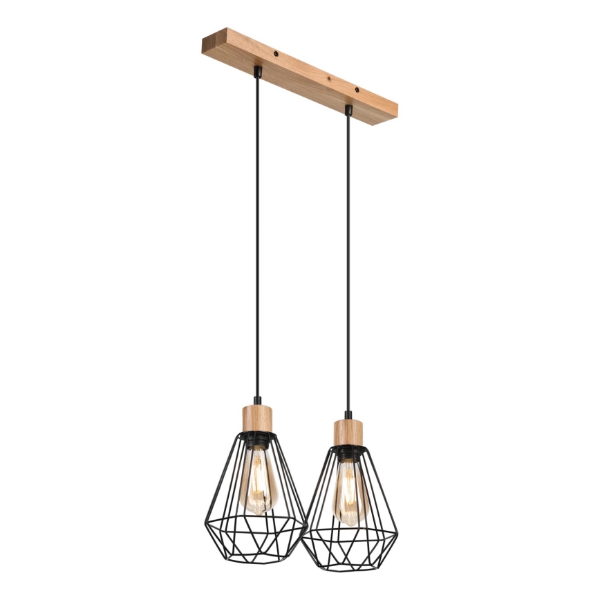 Brilagi - Chandelier on a string WOODY BASKET 2xE27/60W/230V oak