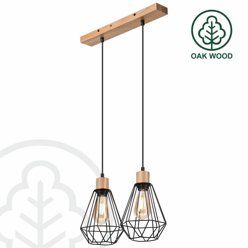 Brilagi - Chandelier on a string WOODY BASKET 2xE27/60W/230V oak