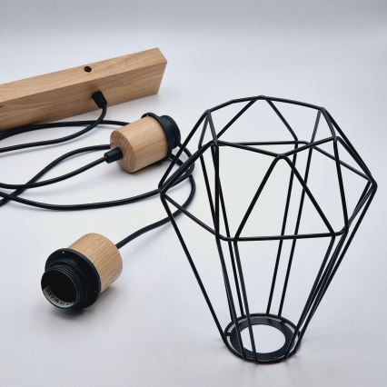 Brilagi - Chandelier on a string WOODY BASKET 2xE27/60W/230V oak