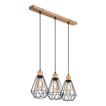 Brilagi - Chandelier on a string WOODY BASKET 3xE27/60W/230V oak