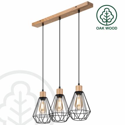 Brilagi - Chandelier on a string WOODY BASKET 3xE27/60W/230V oak