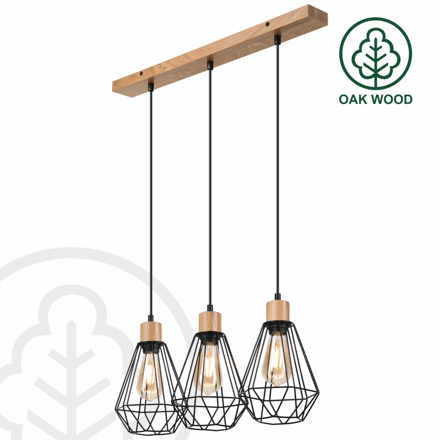 Brilagi - Chandelier on a string WOODY BASKET 3xE27/60W/230V oak