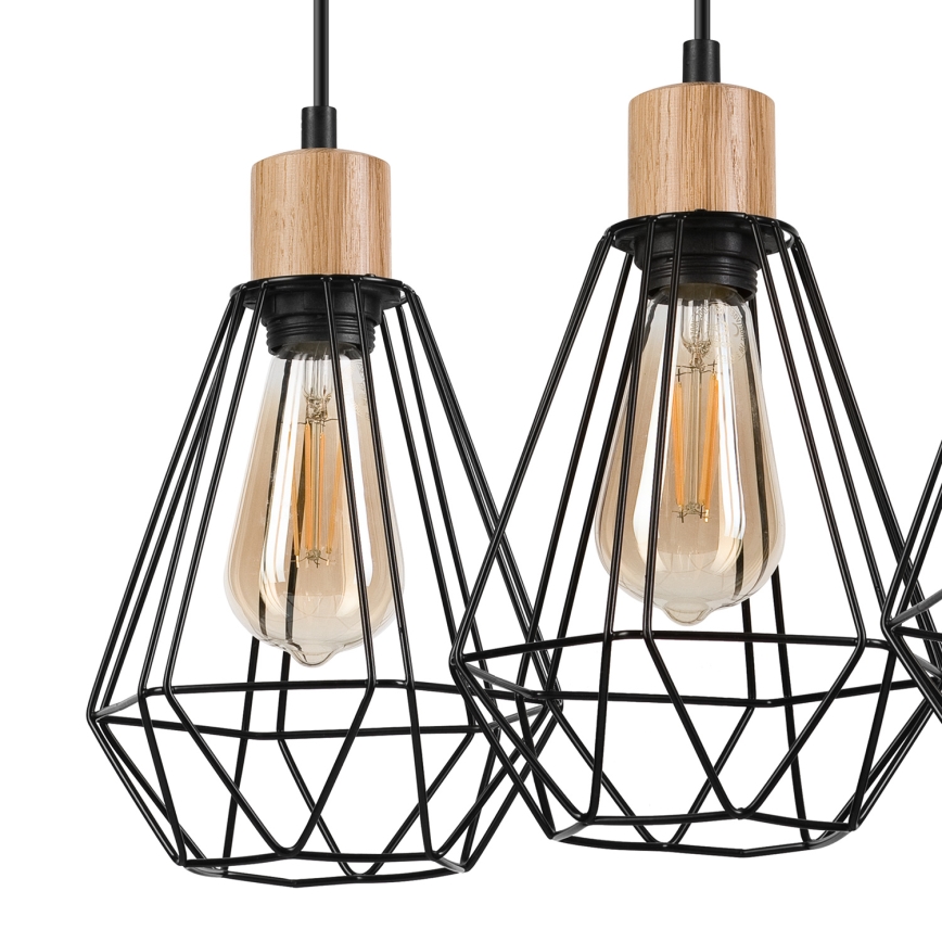 Brilagi - Chandelier on a string WOODY BASKET 3xE27/60W/230V oak