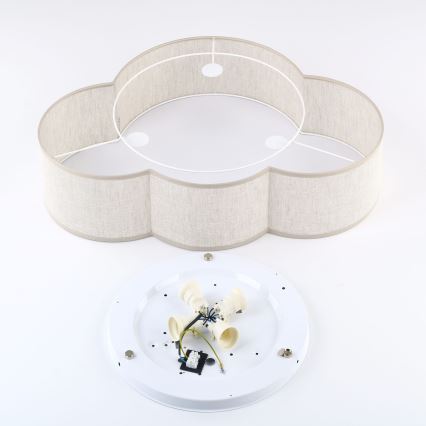 Brilagi - Children's ceiling light NIMBUS LINEN 4xE27/15W/230V beige