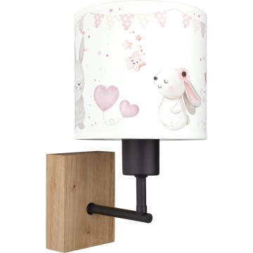 BRILAGI - Children's wall lamp BOBO WOOD 1xE27/25W/230V oak/black/cream/bunnies