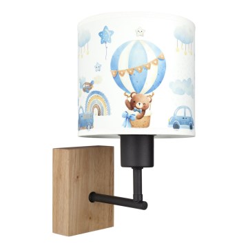 BRILAGI - Children's wall lamp BOBO WOOD 1xE27/25W/230V oak/black/white/blue/teddy bears