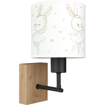 BRILAGI - Children's wall lamp BOBO WOOD 1xE27/25W/230V oak/black/white/rabbit motif