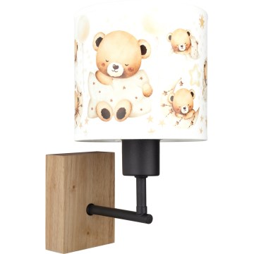 BRILAGI - Children's wall lamp BOBO WOOD 1xE27/25W/230V oak/black/white/teddy bears