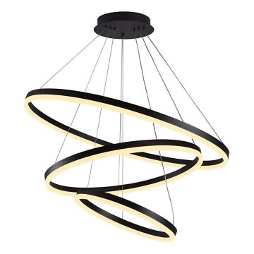 Brilagi - CIRCLE Dimmable Cable-Suspended LED Pendant, 125W/230V, 3000-6500K, Ø 80 cm, Black + Remote Control