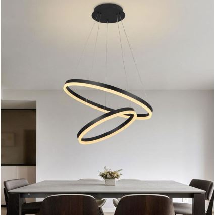 Brilagi - LED dimmable pendant on cable CIRCLE LED/70W/230V 3000-6500K Ø 60 cm black + remote control