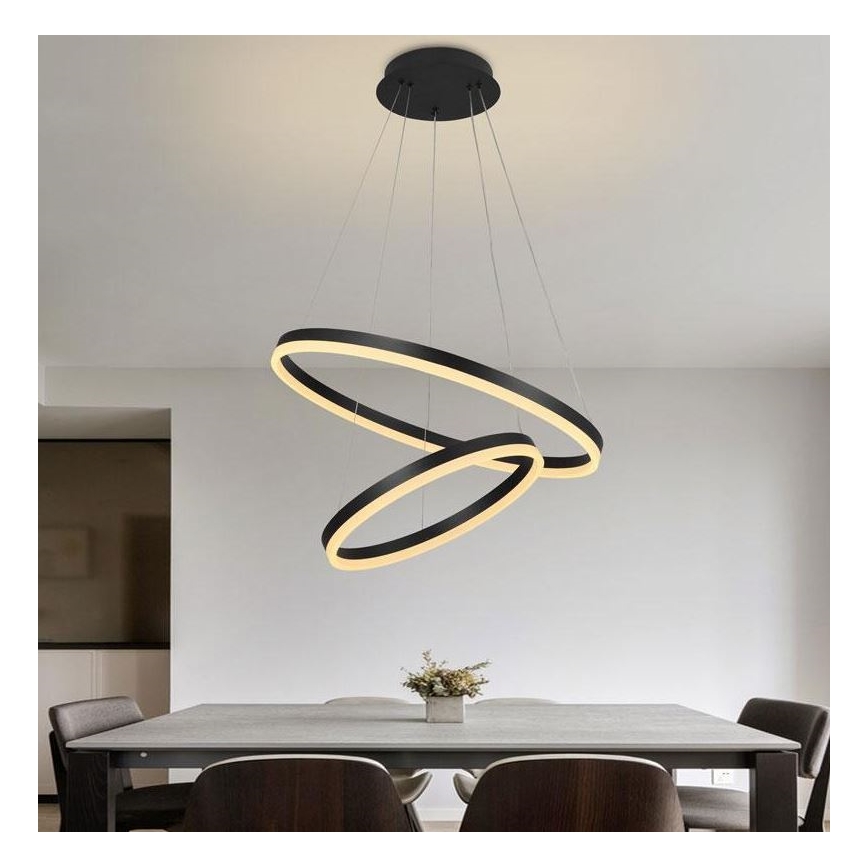Brilagi - LED dimmable pendant on cable CIRCLE LED/70W/230V 3000-6500K Ø 60 cm black + remote control