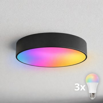 BRILAGI - CLARE LED RGBW Dimmable Bathroom Ceiling Light 3xE27/12W/230V 2700-6500K Ø 40 cm IP54 Black