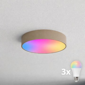 BRILAGI - CLARE LED RGBW Dimmable Bathroom Ceiling Light 3xE27/12W/230V 2700–6500K Ø 40 cm IP54 Wi‑Fi Beige