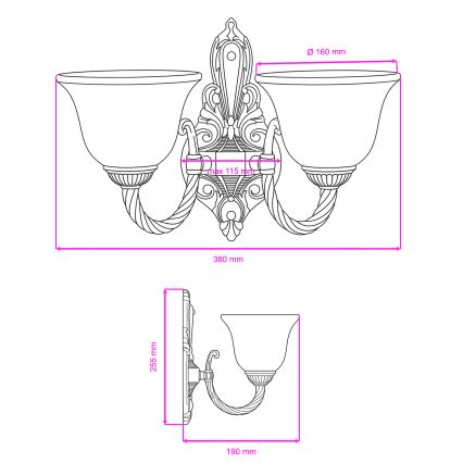 BRILAGI - CLASSIC Wall Lamp 2xE14/10W/230V Brass