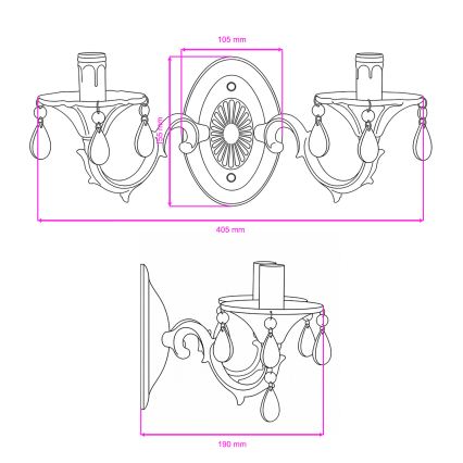 BRILAGI - CLASSIC Wall Lamp 2xE14/10W/230V Cream/Patina