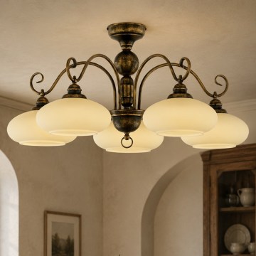 BRILAGI - Close-to-ceiling chandelier MOLLERO 5×E27/15W/230V Ø 84 cm bronze/patina