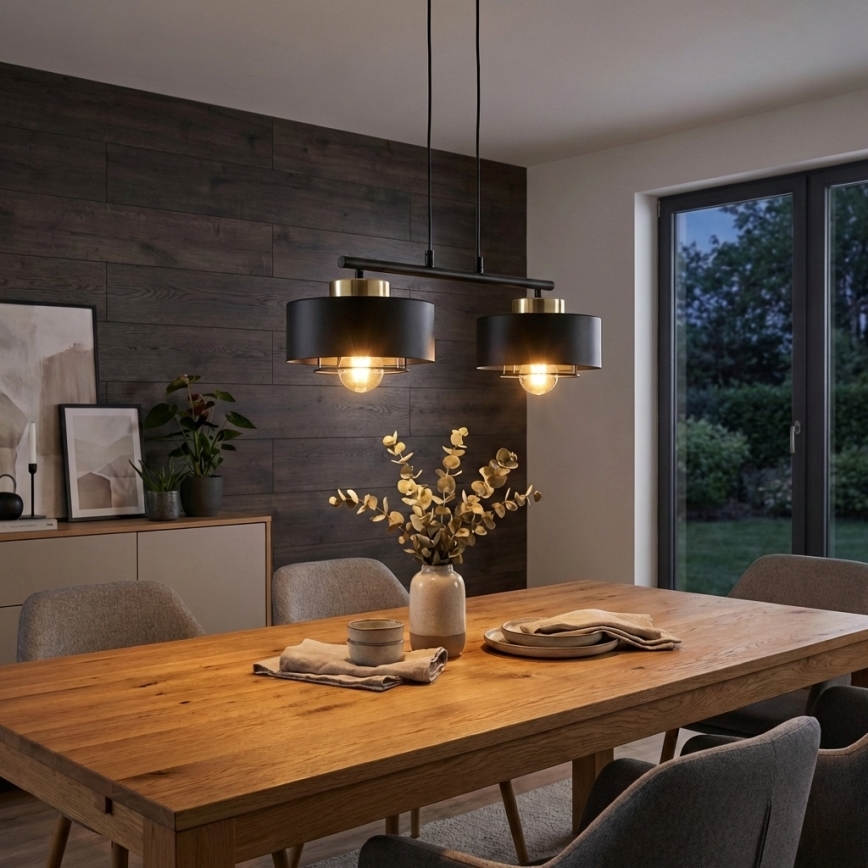 Brilagi - Cord Pendant Light 2xE27/60W/230V Black/Gold