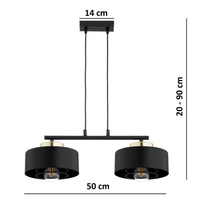 Brilagi - Cord Pendant Light SPRING 2xE27/60W/230V Black/Gold
