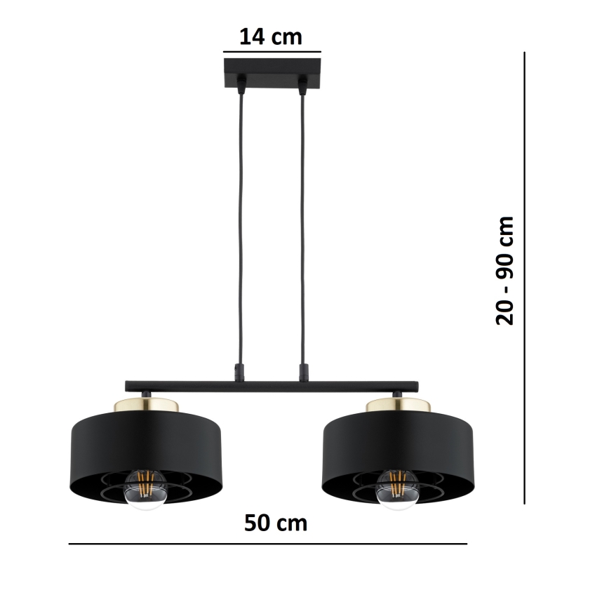 Brilagi - Cord Pendant Light SPRING 2xE27/60W/230V Black/Gold