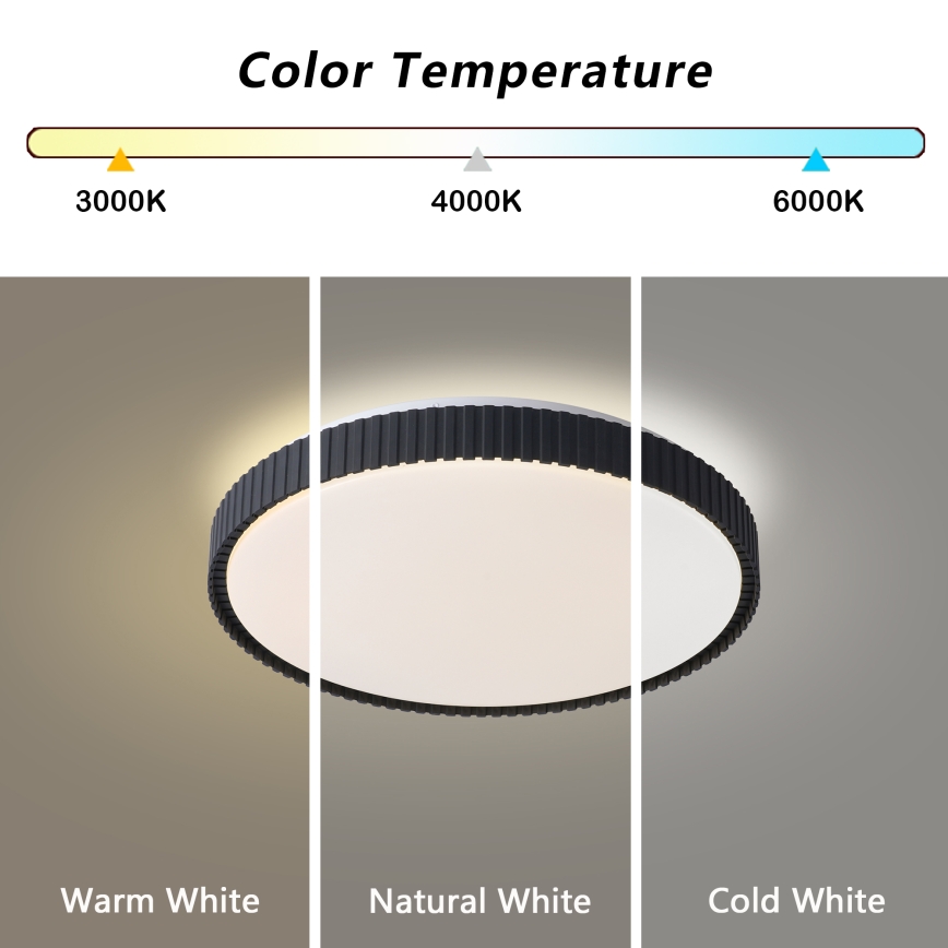 Brilagi - CORVO LED Dimmable Ceiling Light LED/72W/230V 3000–6000K Black Ø 50 cm + Remote Control