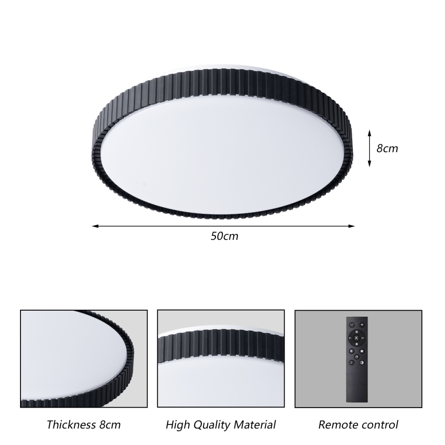Brilagi - CORVO LED Dimmable Ceiling Light LED/72W/230V 3000–6000K Black Ø 50 cm + Remote Control