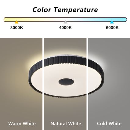 Brilagi - Dimmable LED ceiling light CORVO LED/72W/230V 3000-6000K black Ø 50 cm + remote control